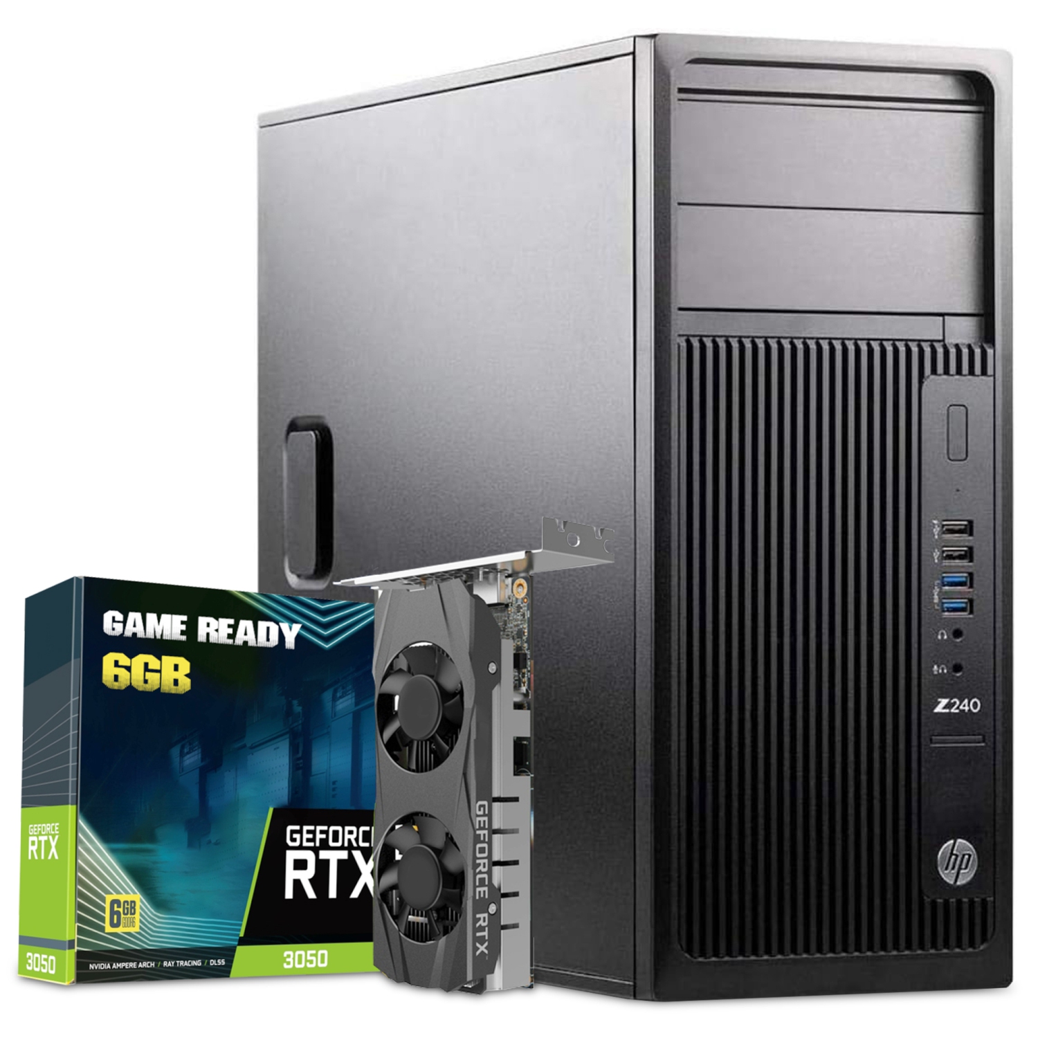 Refurbished (Good) - Gaming PC HP Z240 Workstation Desktop Computer, GeForce RTX 3050 6GB GDDR6 HDMI, Intel Core i7 Processor, 16GB DDR4 RAM, 1TB SSD, 2TB HDD, Windows 10 Pro, WIFI