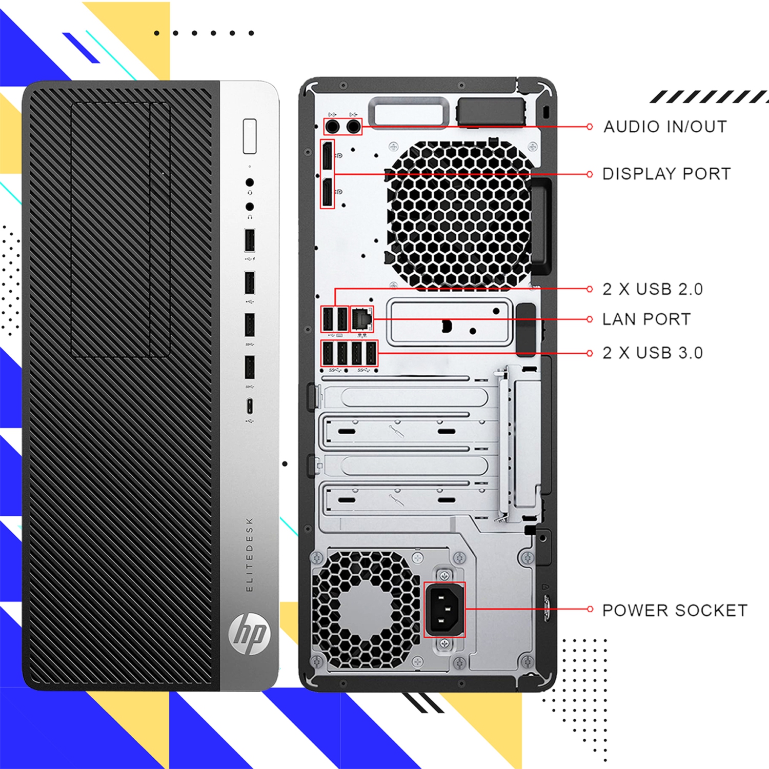 Refurbished - Business Desktop PC HP EliteDesk Windows 11 Pro Tower Computer - (Intel Hexa-Core i5 upto 4.10 GHz CPU/ 16GB RAM/ New 1TB NVMe SSD/