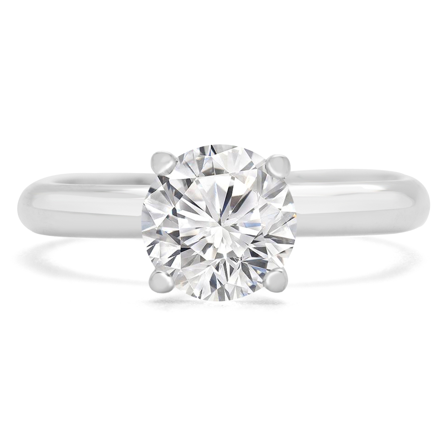 1 CT Round Lab Created Diamond Solitaire Engagement Ring in 14K White Gold (MD240165) - Size 4 to 9