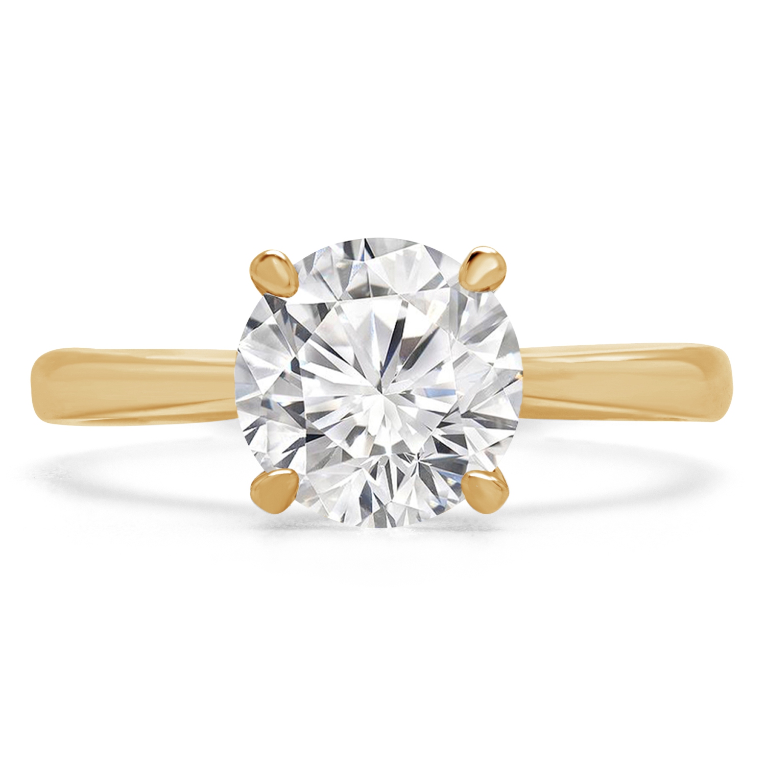 1 1/20 CT Round Lab Created Diamond Tapered Solitaire Engagement Ring in 14K Yellow Gold (MD240173) - Size 4 to 9