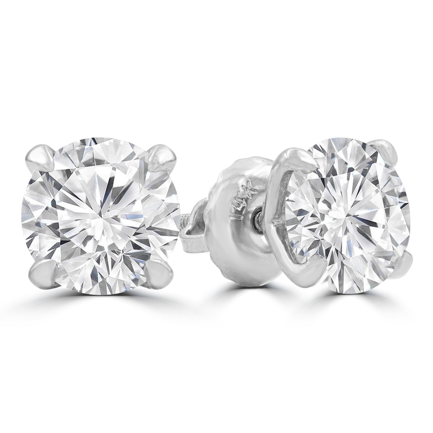 1 CTW Round Lab Created Diamond 4-Prong Stud Earrings in 14K White Gold (MD230266)