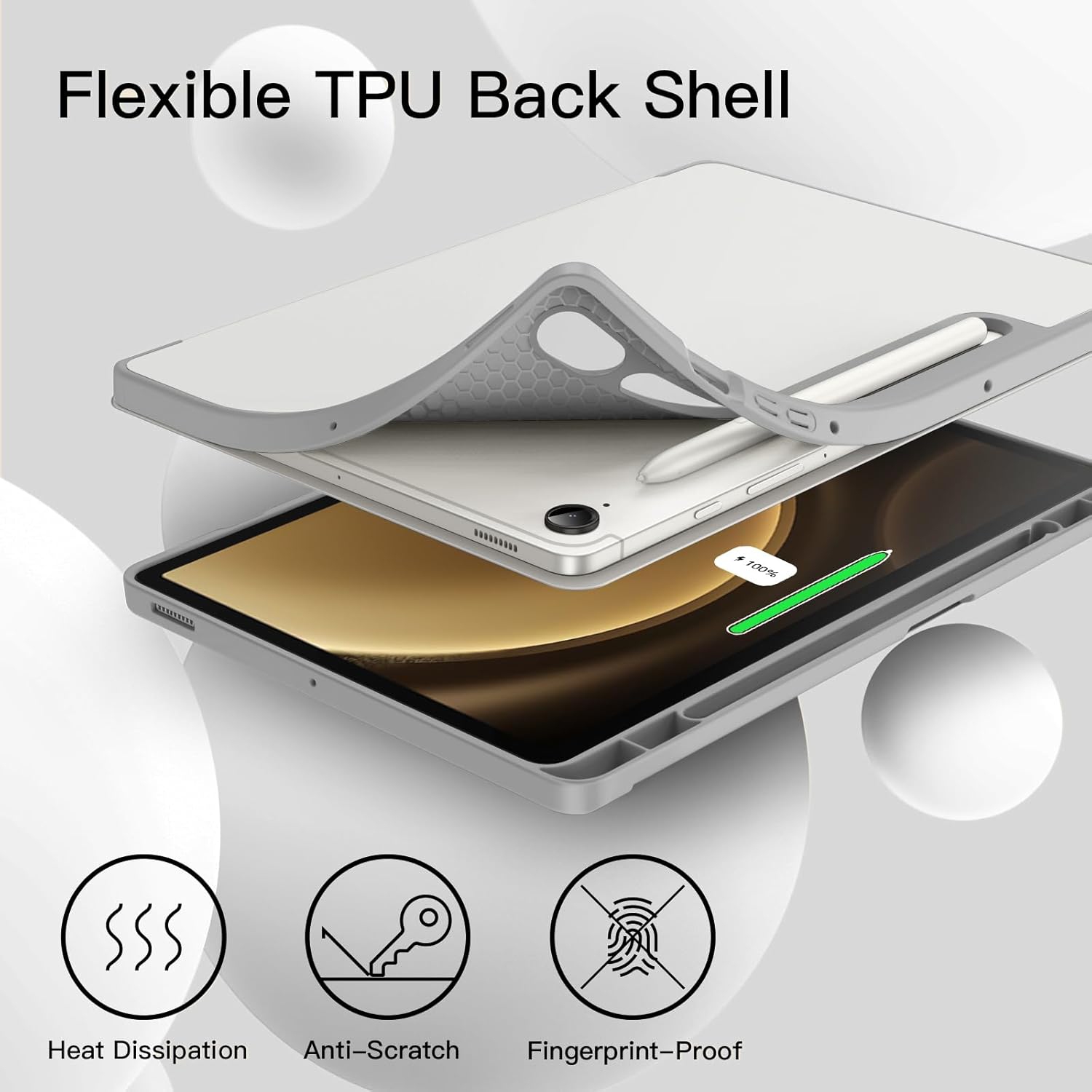 Étui pour Samsung Galaxy Tab S9 FE 10,9 po avec support S Pen, étui protecteur en TPU souple à trois plis pour tablette, support de recharge S