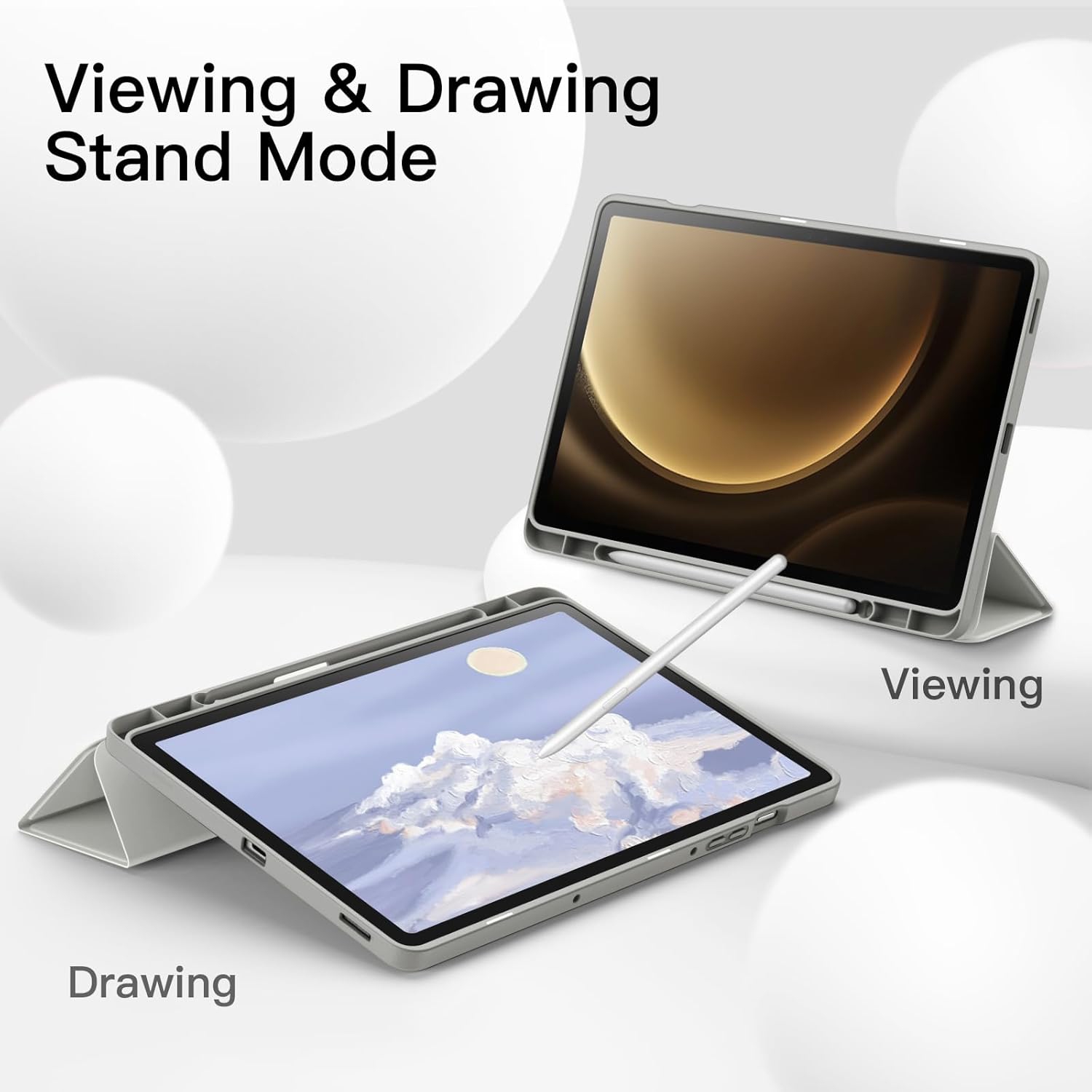 Étui pour Samsung Galaxy Tab S9 FE 10,9 po avec support S Pen, étui protecteur en TPU souple à trois plis pour tablette, support de recharge S