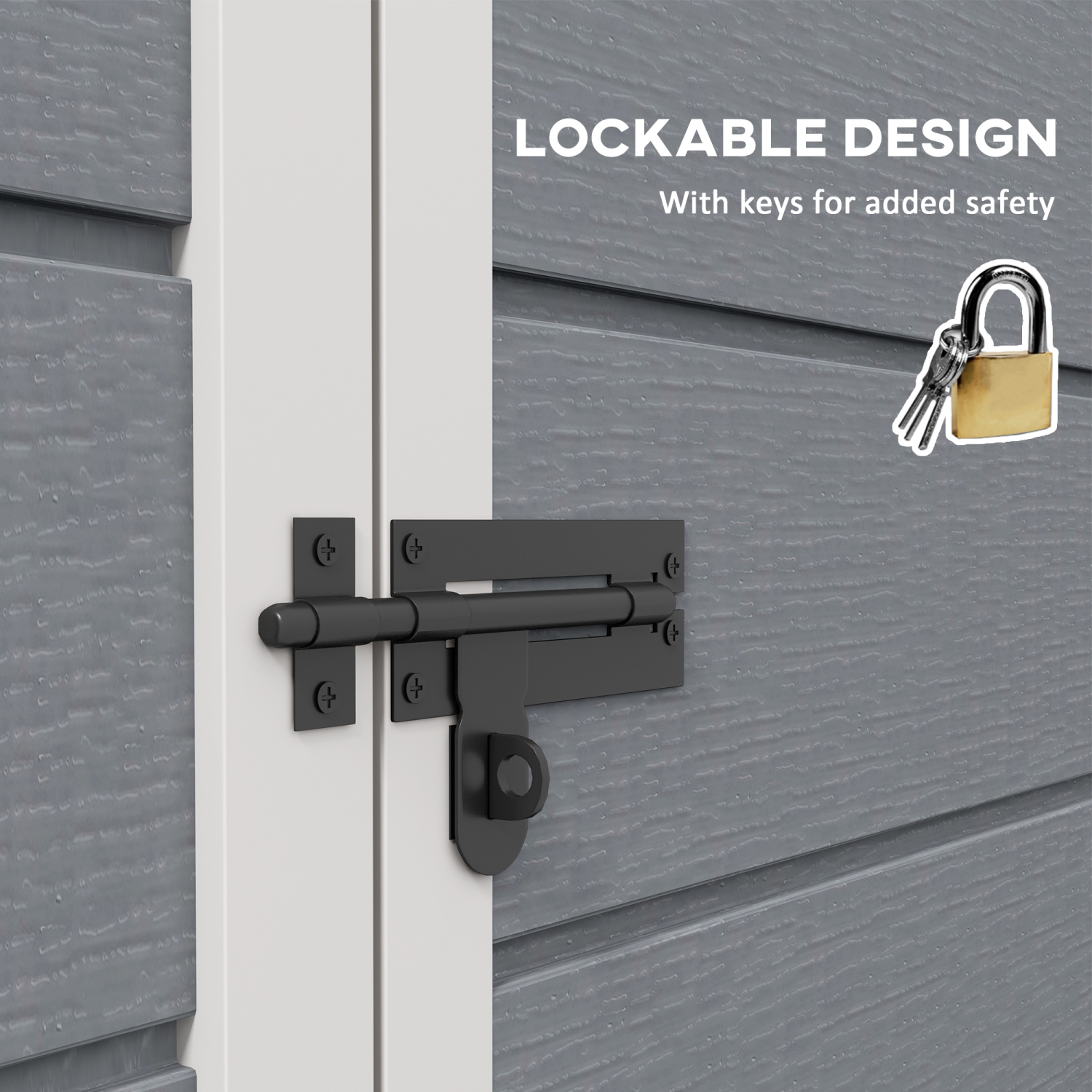 Étagère de rangement extérieure Outsunny en plastique, 6 x 4,5 pi, range-outils de jardin verrouillable avec portes doubles et évents pour cour