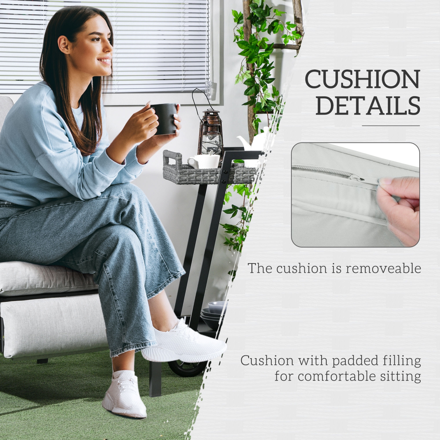 Outsunny PE Rattan Outdoor Recliner Chair, Wicker Patio Lounge Chair with Adjustable Backrest, Retractable Footrest and Cushion, Light Grey