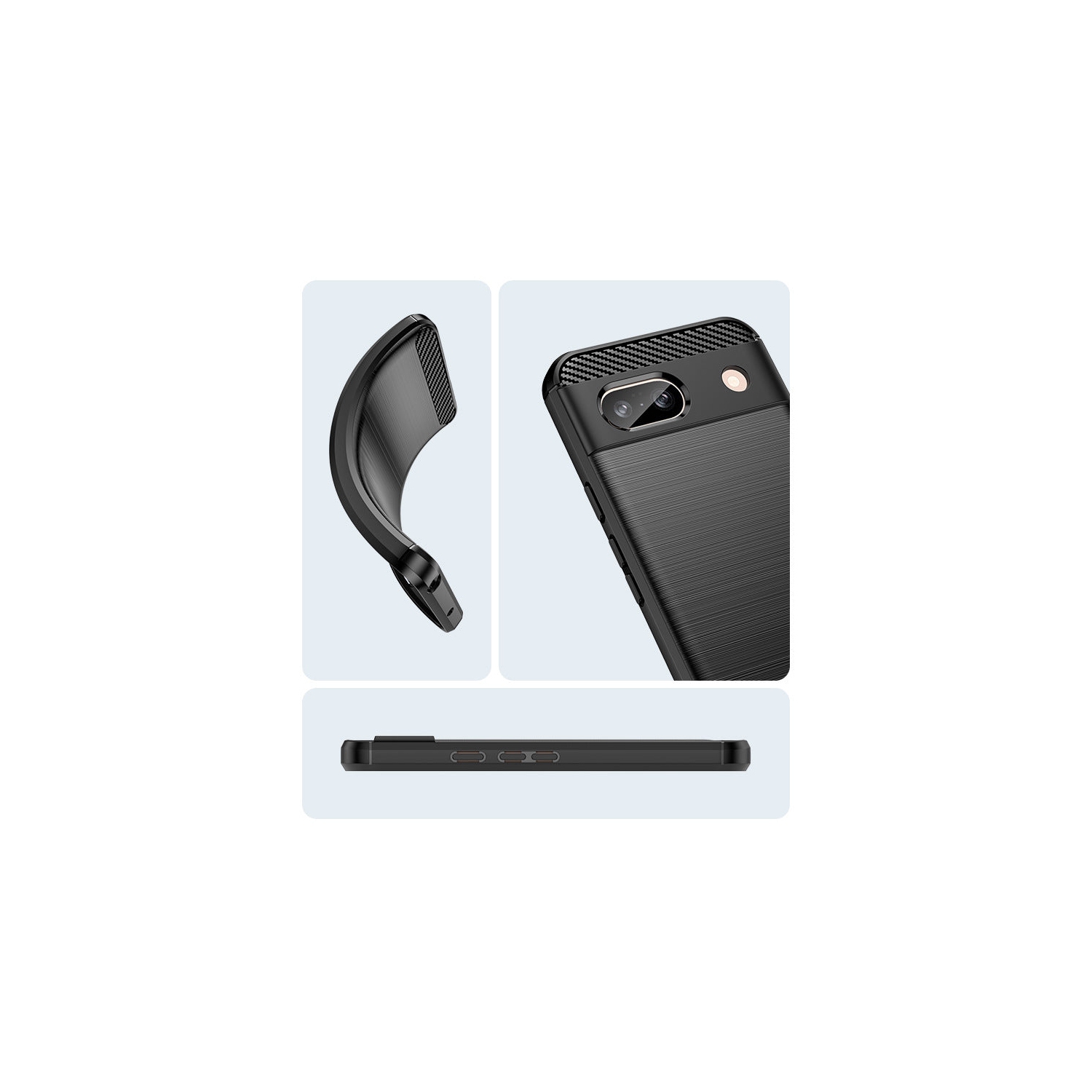 PANDACO Navy Brushed Metal Case for Google Pixel 8a