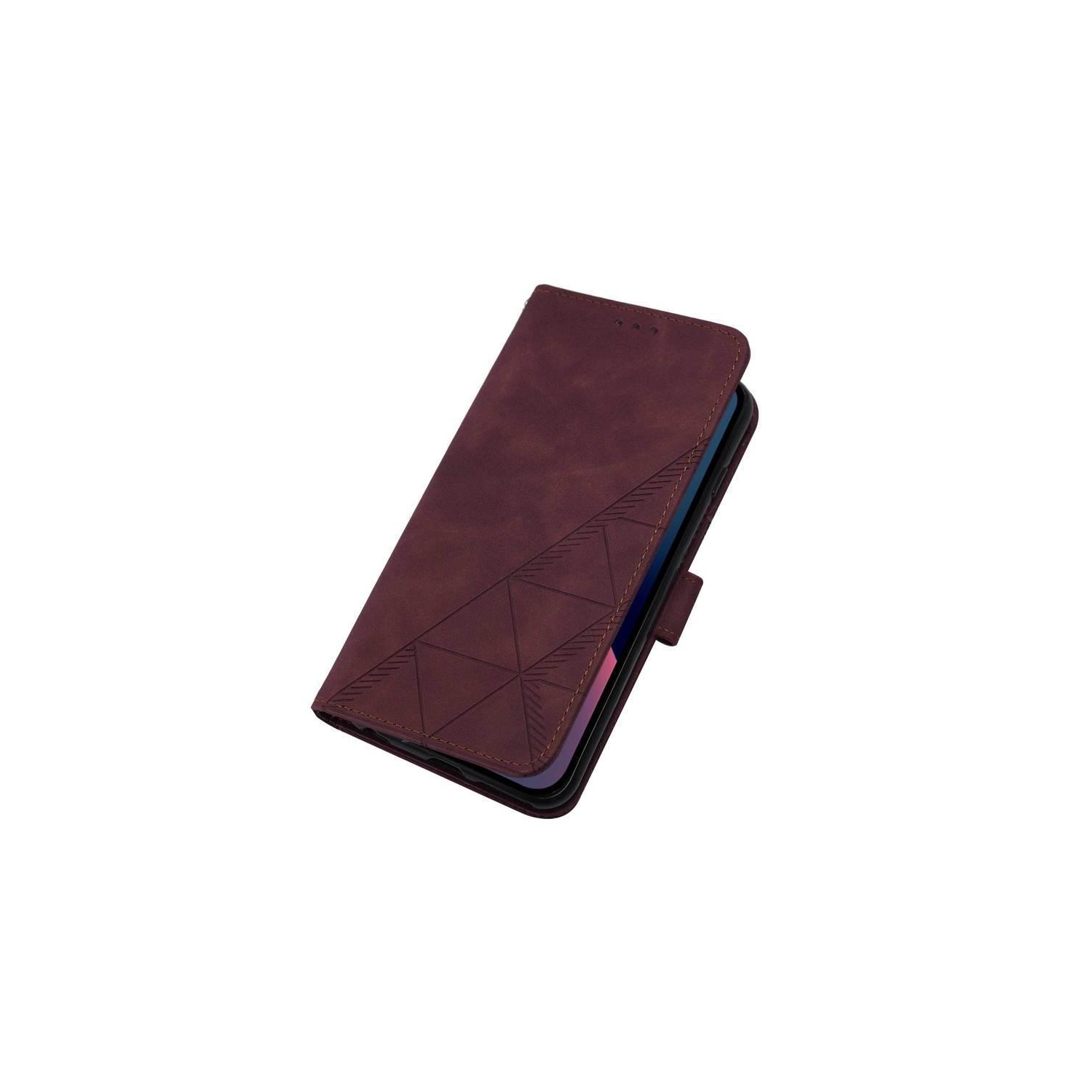 Étui portefeuille en suède vin PANDACO pour iPhone 12