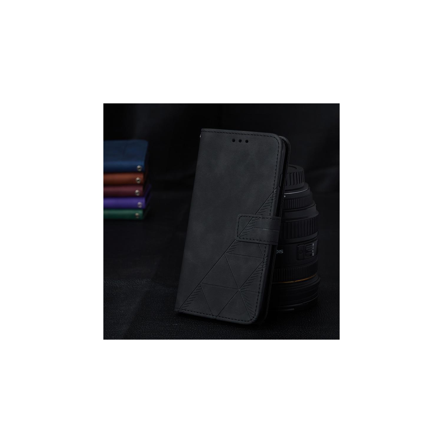 Étui portefeuille en suède noir PANDACO pour iPhone 12