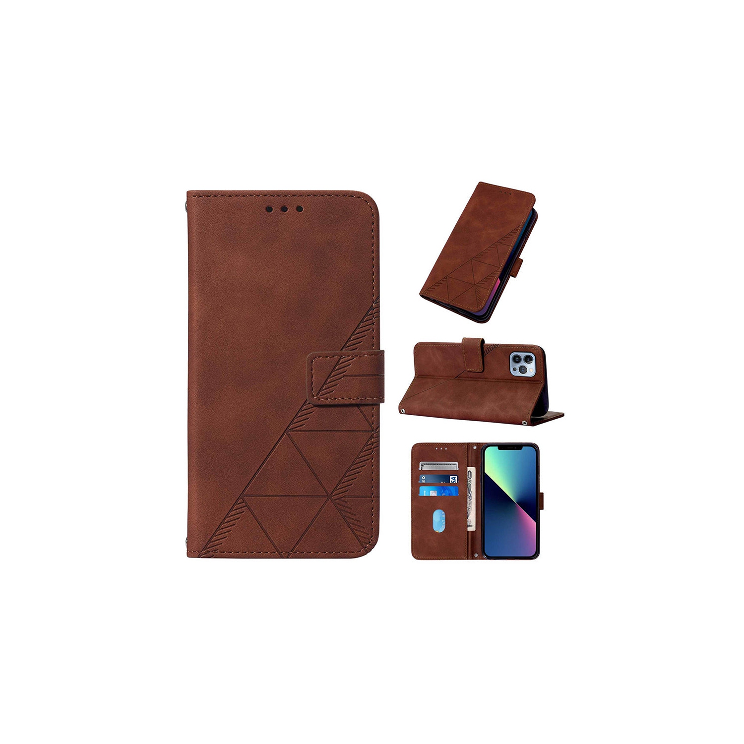 Étui portefeuille en suède brun PANDACO pour iPhone 12