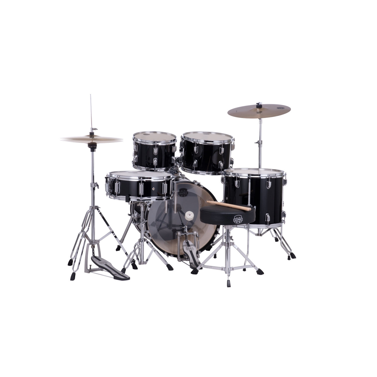 Mapex Comet – Ensemble de batterie 5 pièces avec cymbales et quincaillerie – Noir foncé