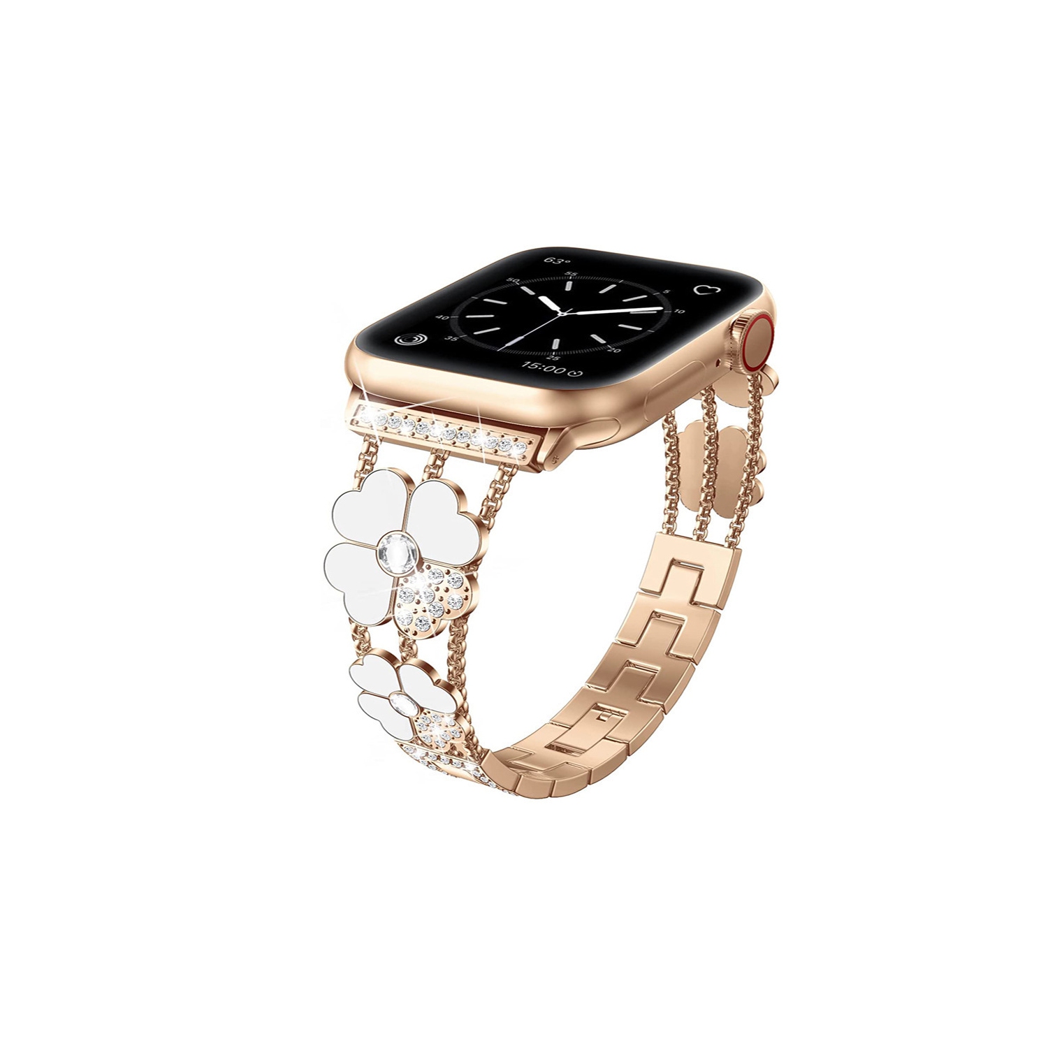 WFG Metal Bling Band for Apple Watch 38/40/41mm -White Flower/Rose Gold