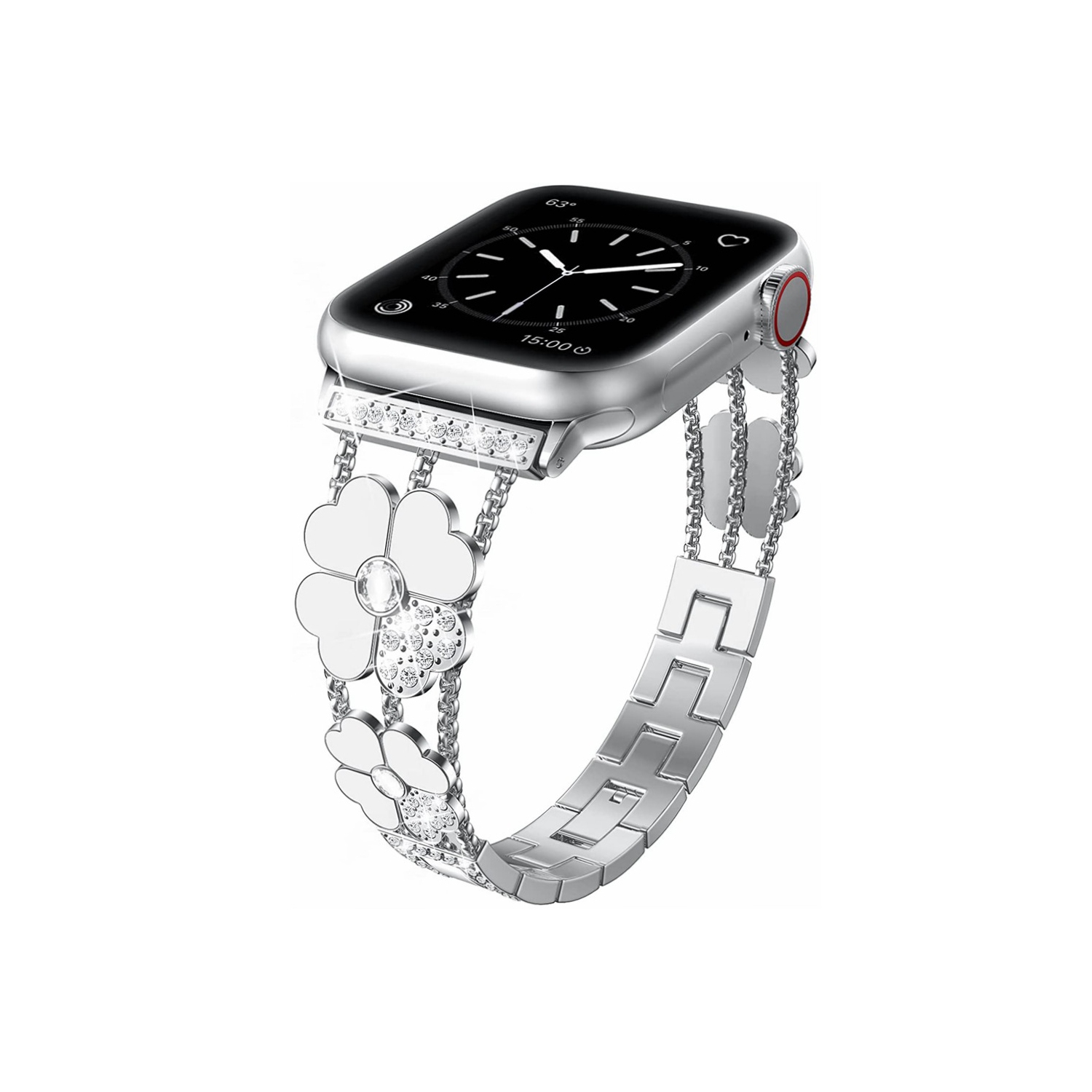 WFG Metal Bling Band for Apple Watch 38/40/41mm -White Flower/Rose Gold