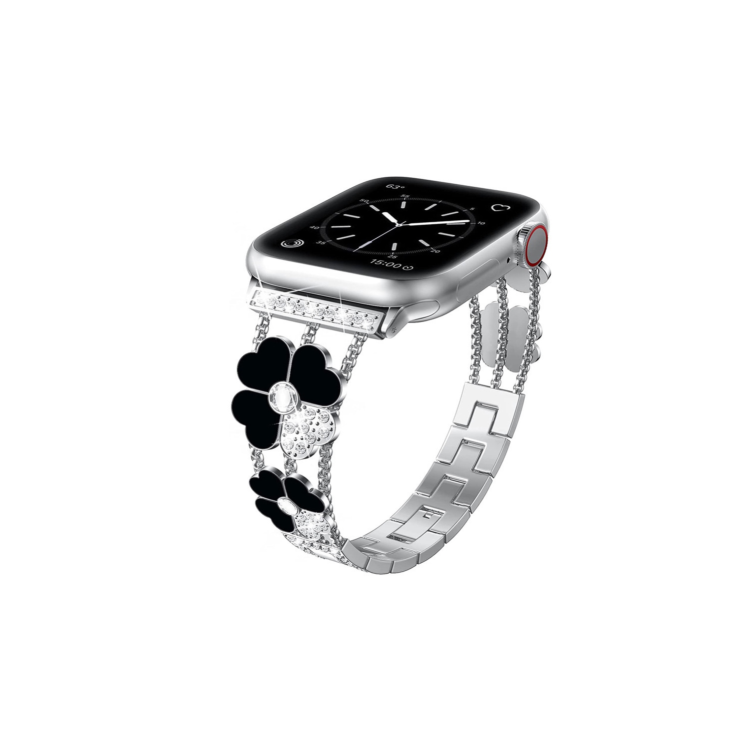 WFG Metal Bling Band for Apple Watch 38/40/41mm -White Flower/Rose Gold