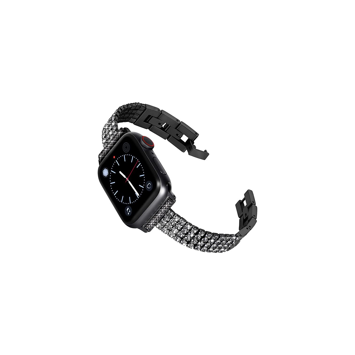WFG Slim Metal Band for Apple Watch Bling Diamond Rows - Silver
