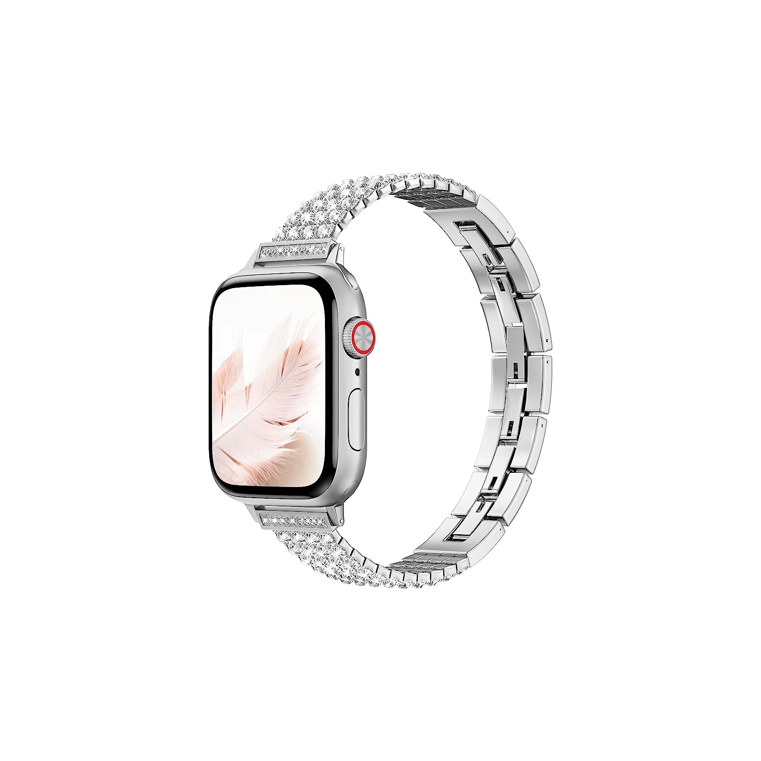 Bracelet métallique mince WFG pour Apple Watch Bling Diamond rows - Argenté
