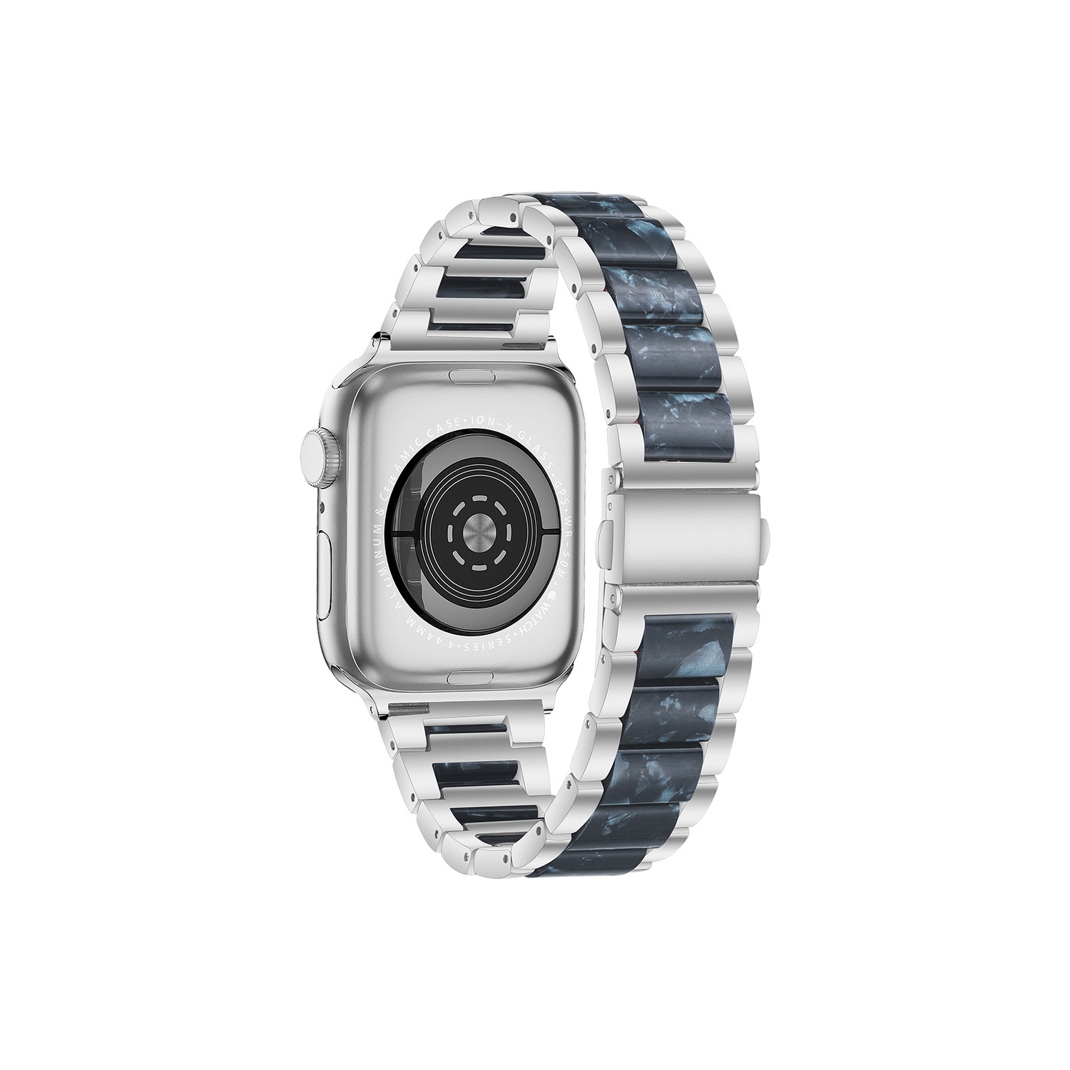 WFG Metal & Resin Band for Apple Watch with Butterfly Buckle Claps - 38/40/41mm - Rose Gold/Blue