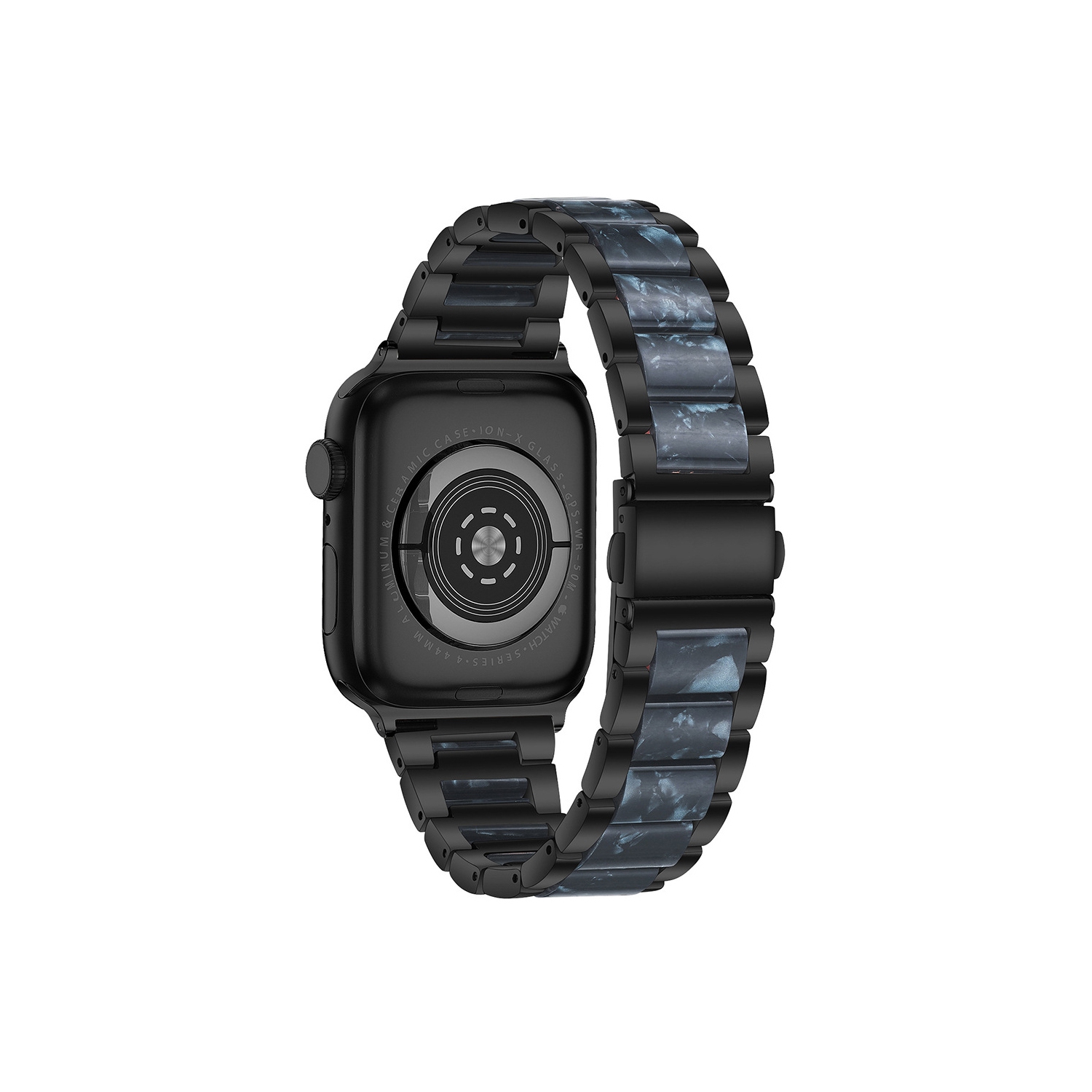 WFG Metal & Resin Band for Apple Watch with Butterfly Buckle Claps - 38/40/41mm - Rose Gold/Blue