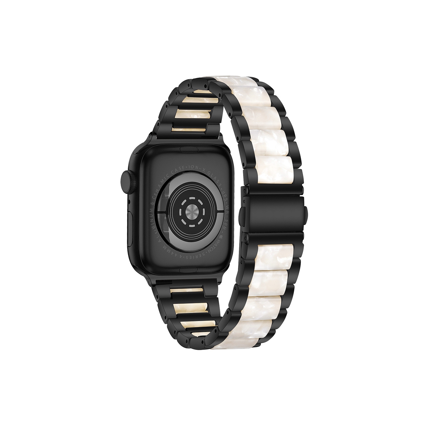 WFG Metal & Resin Band for Apple Watch with Butterfly Buckle Claps - 38/40/41mm - Rose Gold/Blue