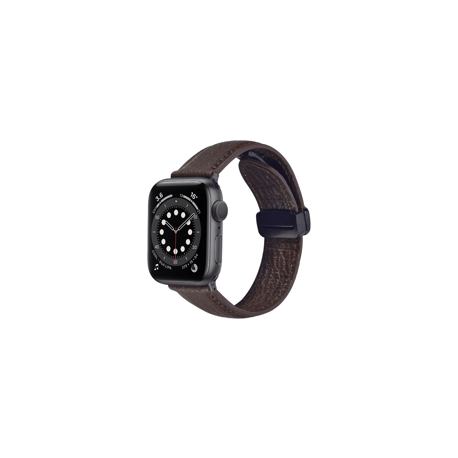 WFG Genuine Italian Leather Band for Apple Watch Strap with Magnetic Claps - 42/44/45mm - Dark Brown