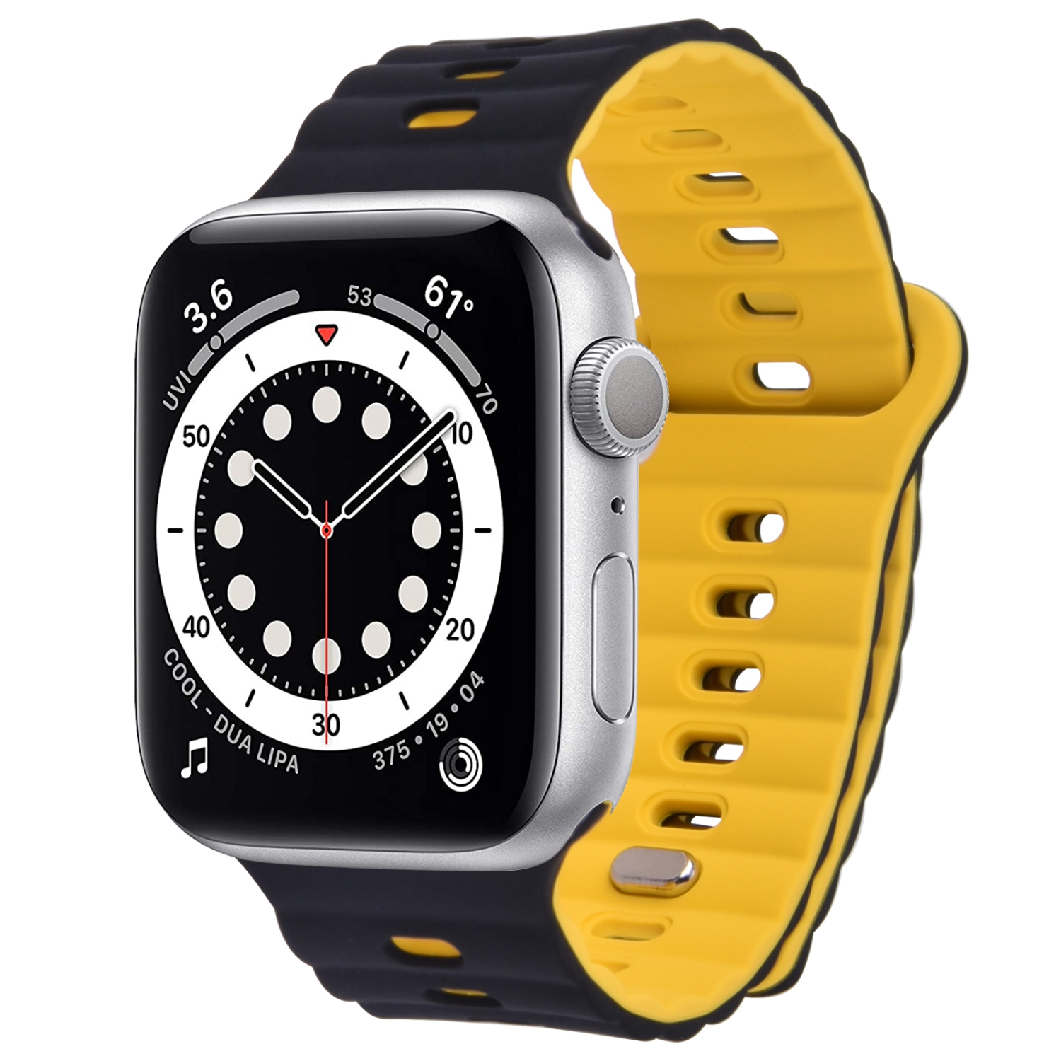 WFG Silicone Band for Apple Watch- 38/40/41mm - Black/ Yellow