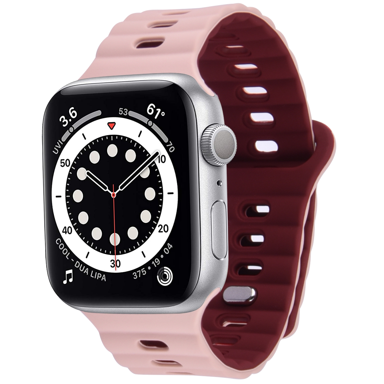 Bracelet en silicone WFG pour Apple Watch- 42/44/45 mm - Porsche/Rouge vin