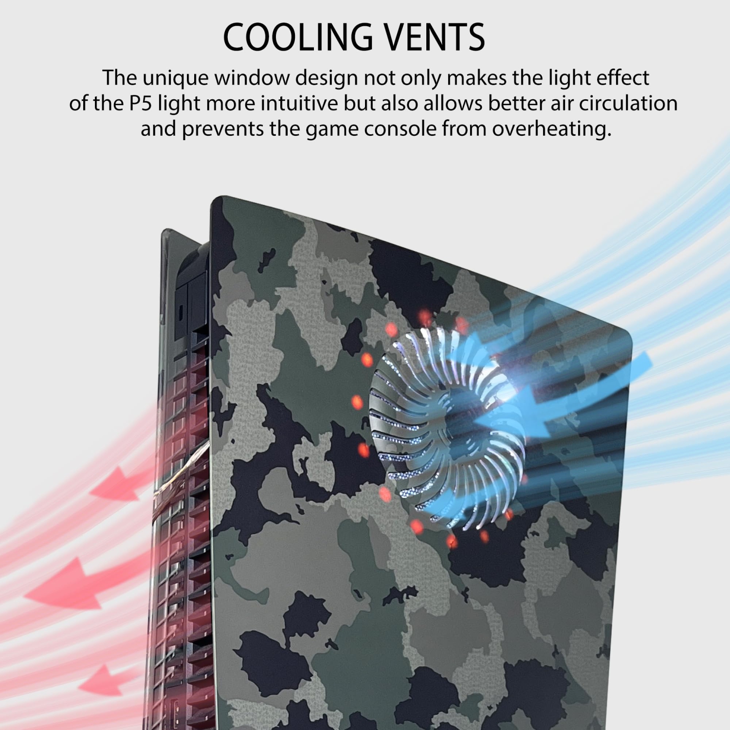 PS5 façade avec bande lumineuse RVB et filtre à poussière pour évents de refroidissement effets LED Light Ring console Cover pour PlayStation 5 Disc