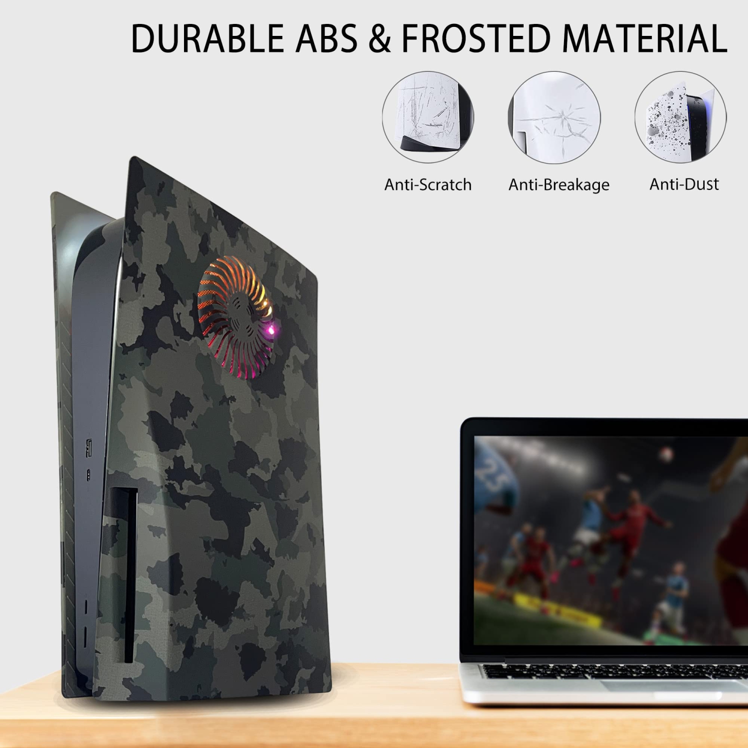 PS5 façade avec bande lumineuse RVB et filtre à poussière pour évents de refroidissement effets LED Light Ring console Cover pour PlayStation 5 Disc