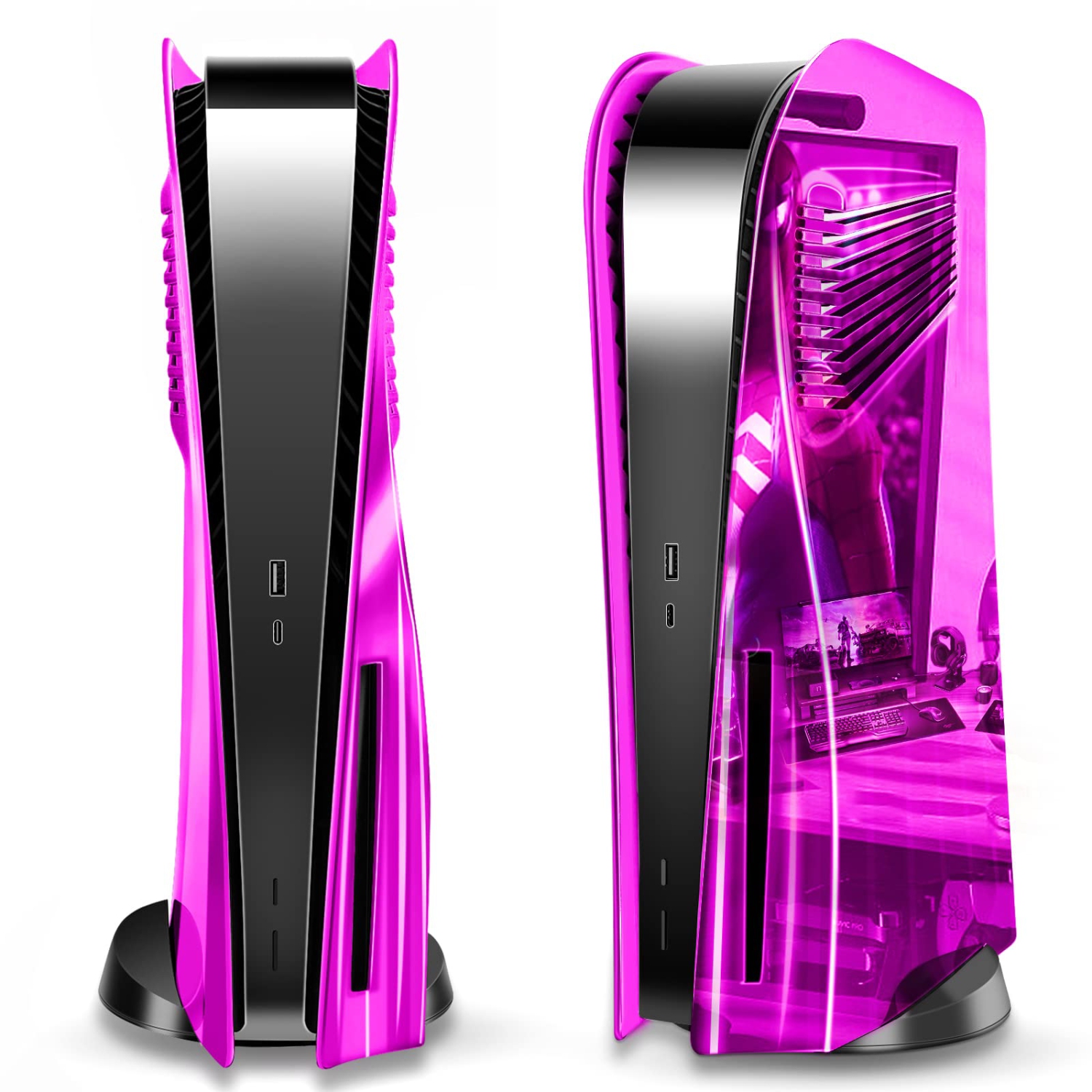 PS5 Cover Plates for Playstation 5 Console Disc Edition, PS5 Accessories Face plates Side Shell with Cooling Fan Vents, Hard Shockproof Protective