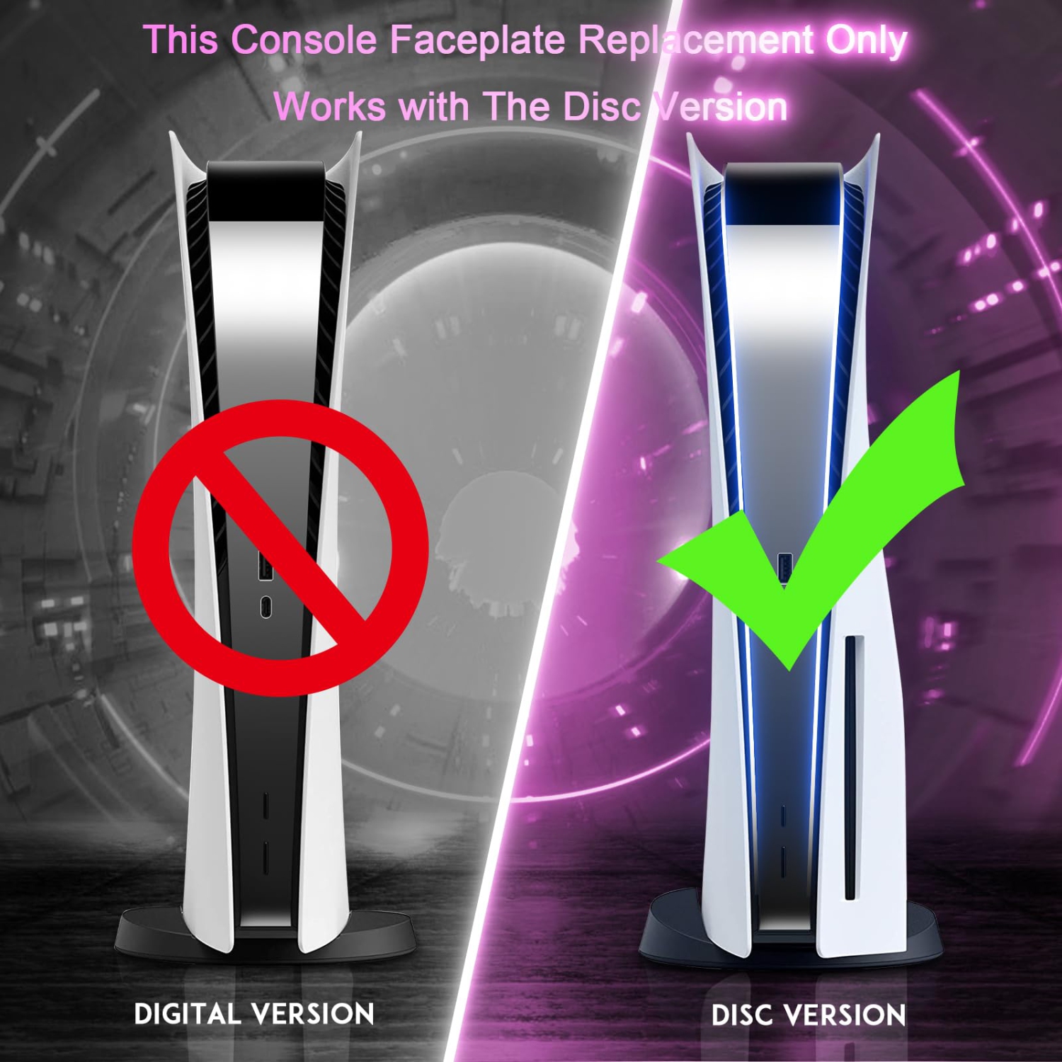 PS5 Cover Plates for Playstation 5 Console Disc Edition, PS5 Accessories Face plates Side Shell with Cooling Fan Vents, Hard Shockproof Protective