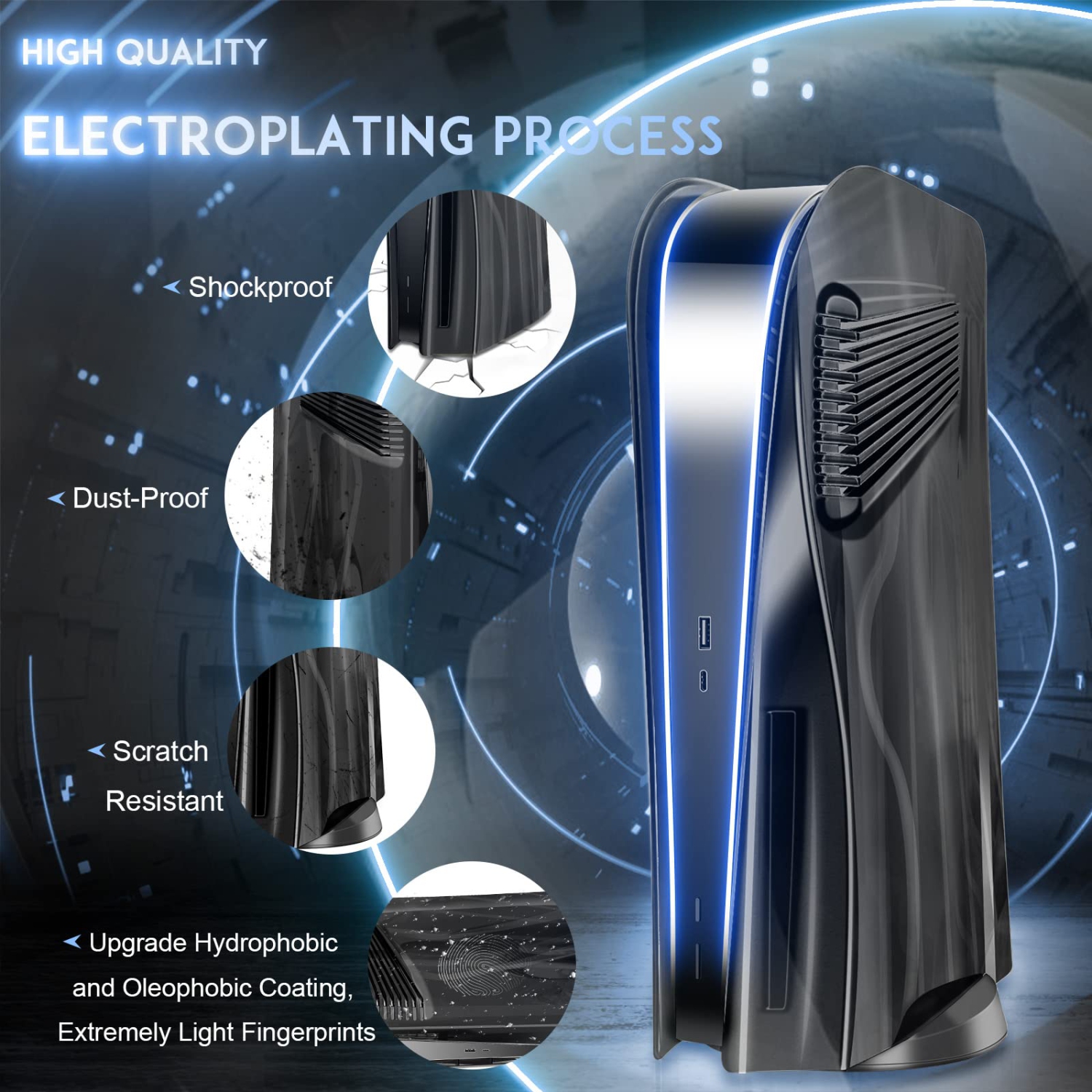 Cover Plates for Console Disc Edition, Accessories Face Plates Side Shell with Cooling Fan Vents, Hard Shockproof Protective Custom Dust Skin Covers