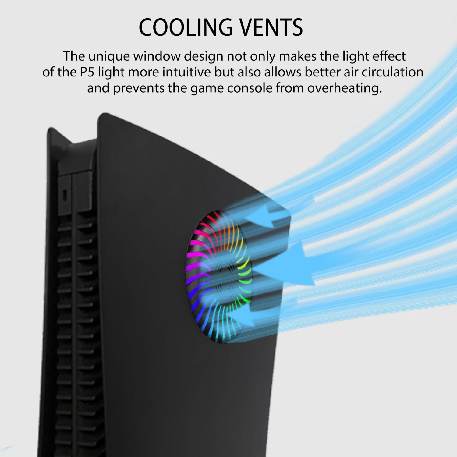 Façade PS5 avec bande lumineuse RVB et filtre à poussière pour évents de refroidissement 400+ effets LED couvercle de console pour console