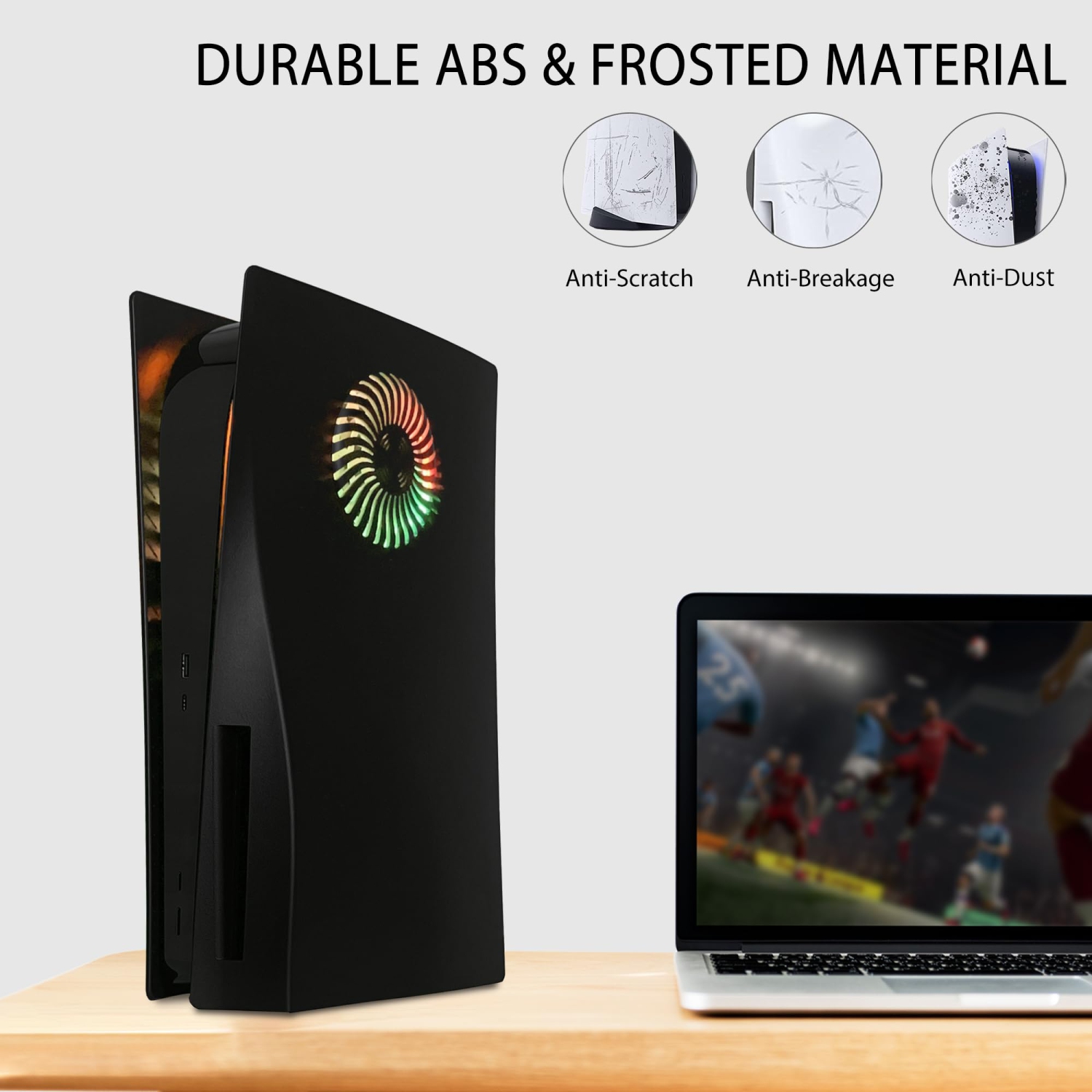 Façade PS5 avec bande lumineuse RVB et filtre à poussière pour évents de refroidissement 400+ effets LED couvercle de console pour console