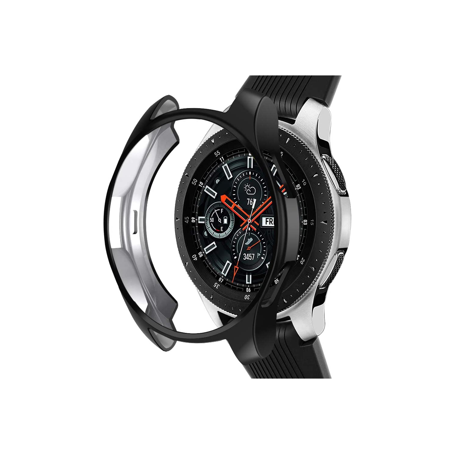 Étui robuste à 360° avec protecteur d'écran en verre trempé pour Samsung Galaxy Watch 6, 44&nbsp;mm, noir