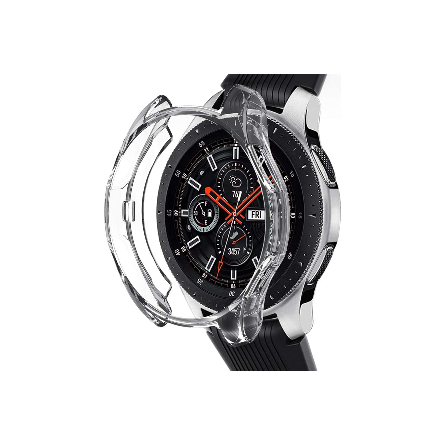 Étui robuste à 360° avec protecteur d'écran en verre trempé pour Samsung Galaxy Watch 6, 40&nbsp;mm, transparent