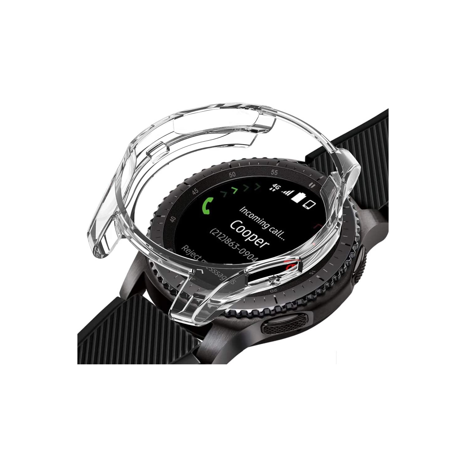 Étui robuste à 360° avec protecteur d'écran en verre trempé pour Samsung Galaxy Watch 6, 40&nbsp;mm, transparent