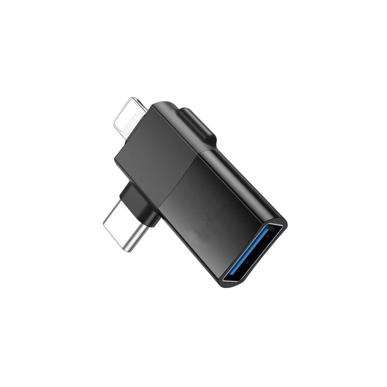 Adaptateur mâle Lightning/USB-C mâle vers USB-A femelle double OTG Connector