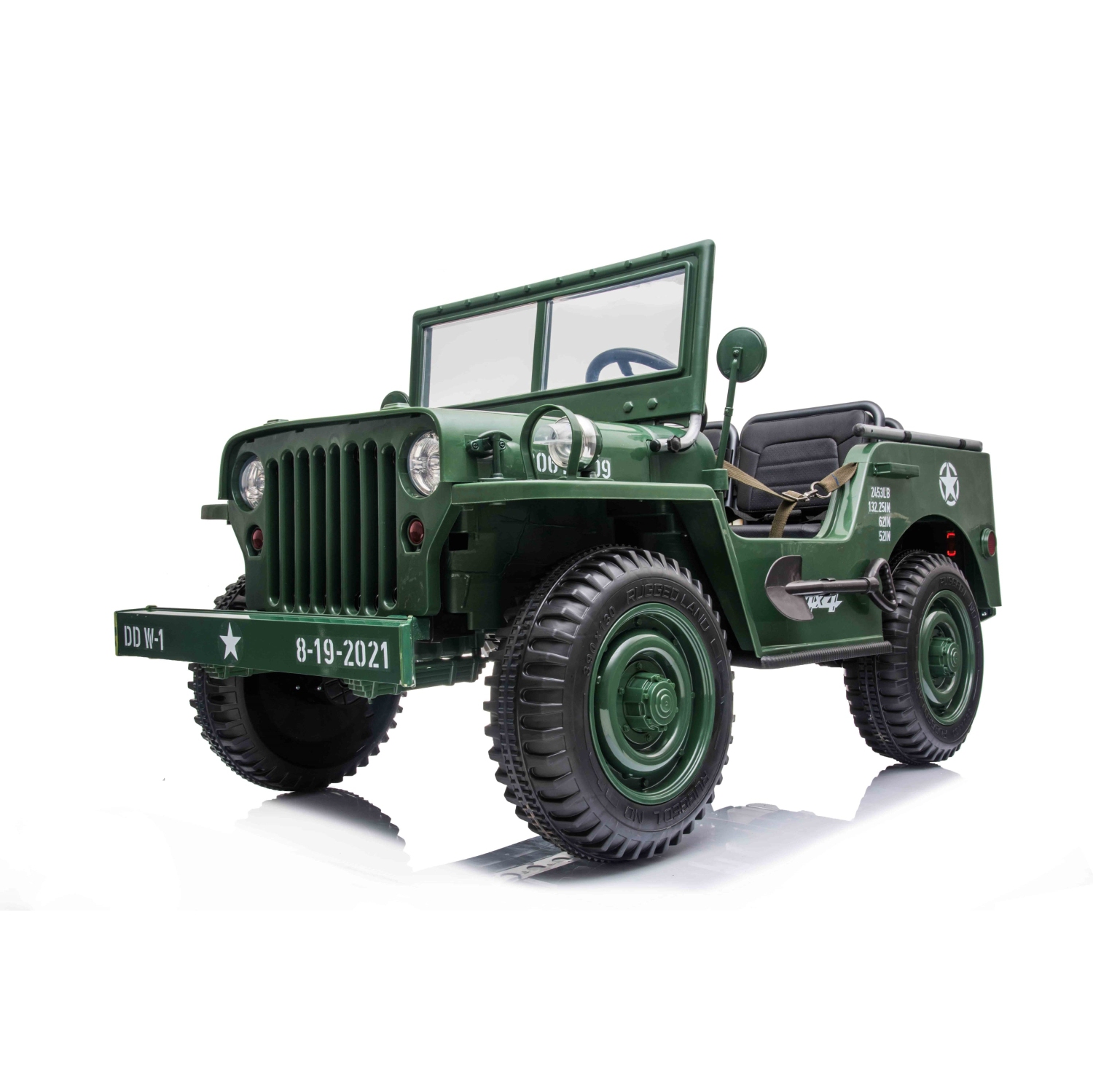 2024 24V Military Willy Jeep Style 3 Seater Electric Kids Ride On Cars with RC
