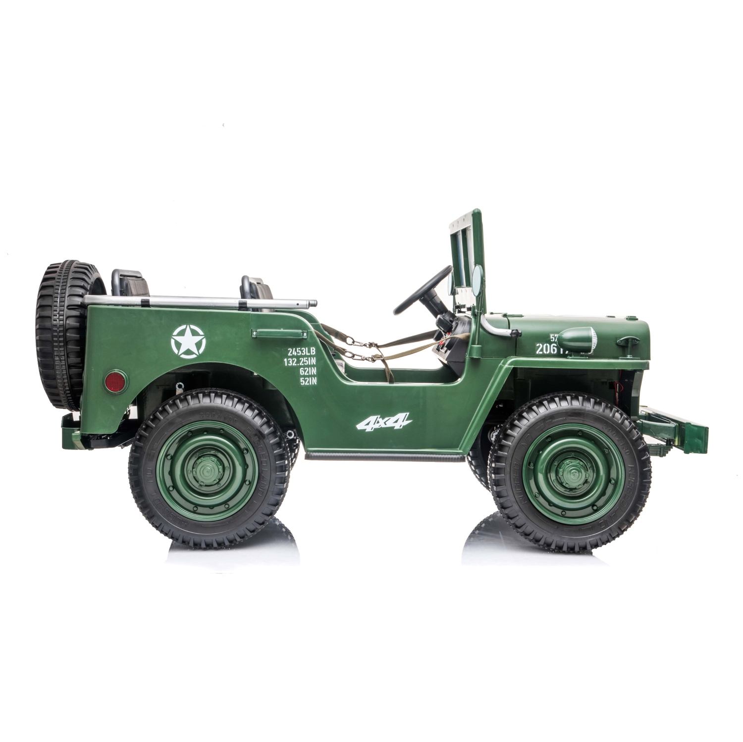 2024 24V Military Willy Jeep Style 3 Seater Electric Kids Ride On Cars with RC