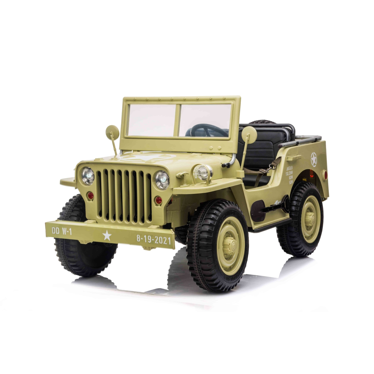 2024 24V Military Willy Jeep Style 3 Seater Electric Kids Ride On Cars with RC