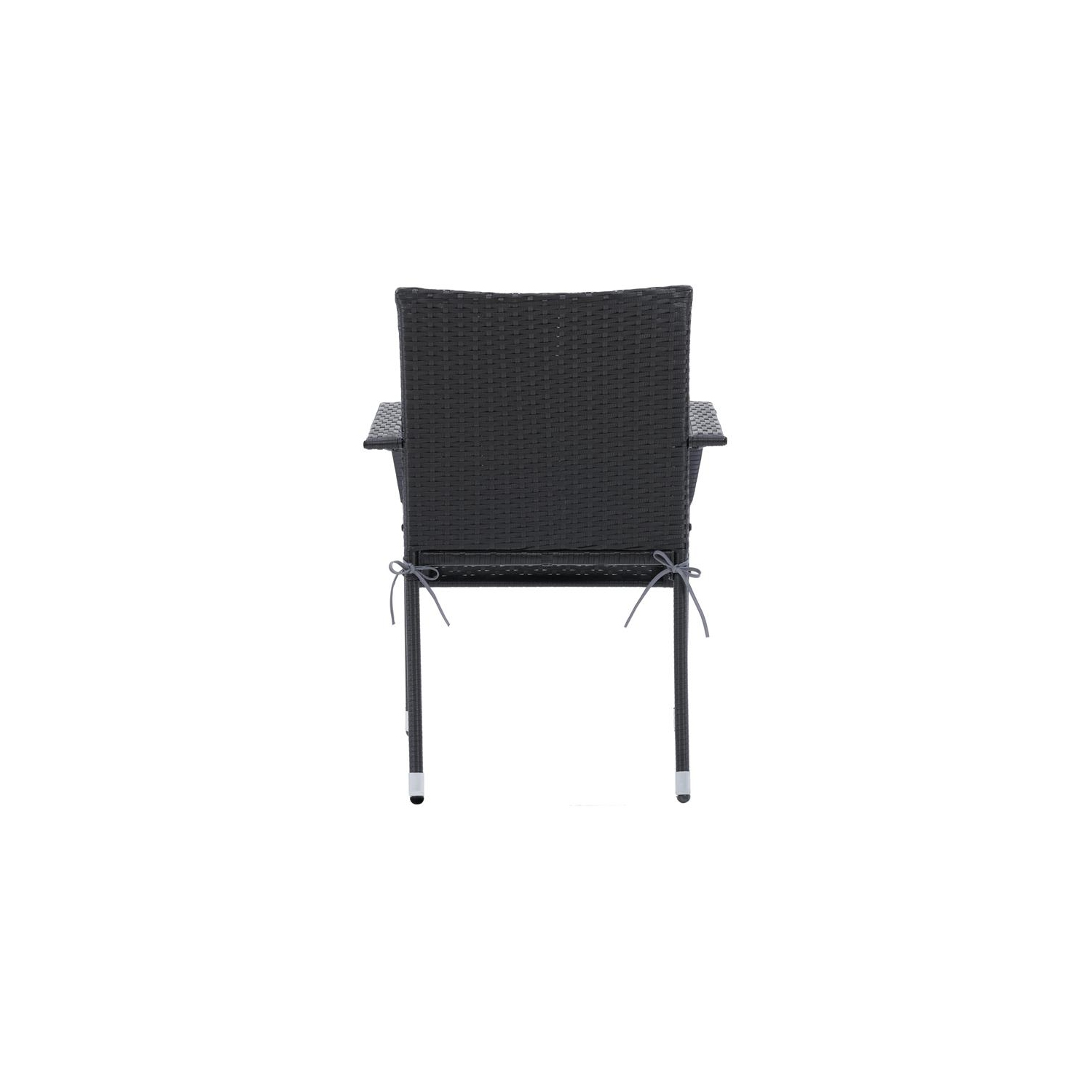 CorLiving Patio Dining Stackable Chair Set of 2 - Black Resin Rattan Wicker