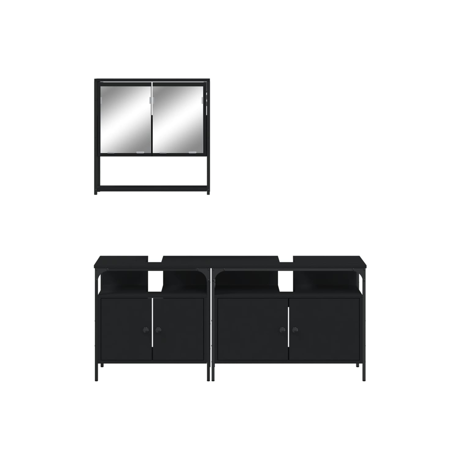 vidaXL 3 Piece Bathroom Furniture Set Black Engineered Wood