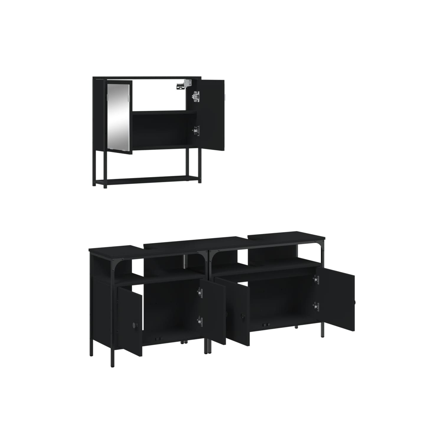 vidaXL 3 Piece Bathroom Furniture Set Black Engineered Wood