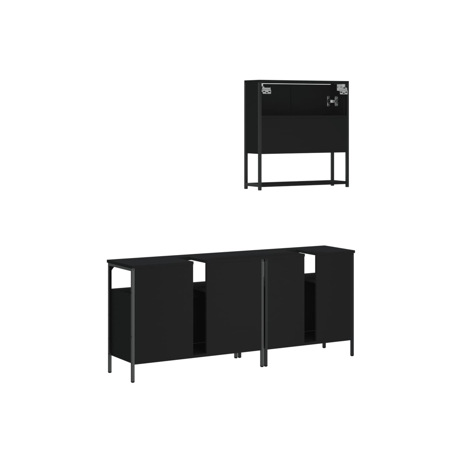 vidaXL 3 Piece Bathroom Furniture Set Black Engineered Wood