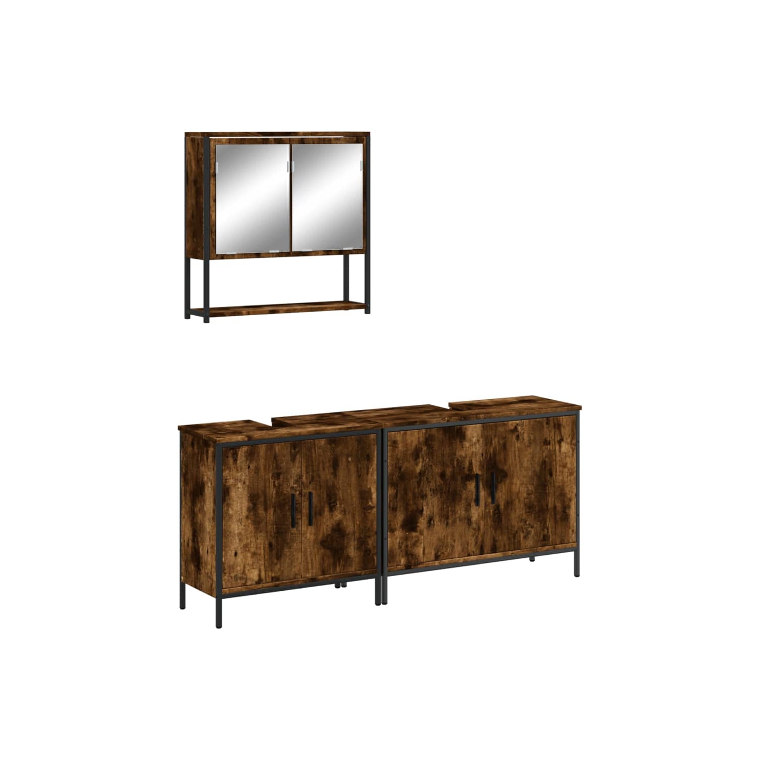 vidaXL 3 Piece Bathroom Furniture Set Smoked Oak Engineered Wood