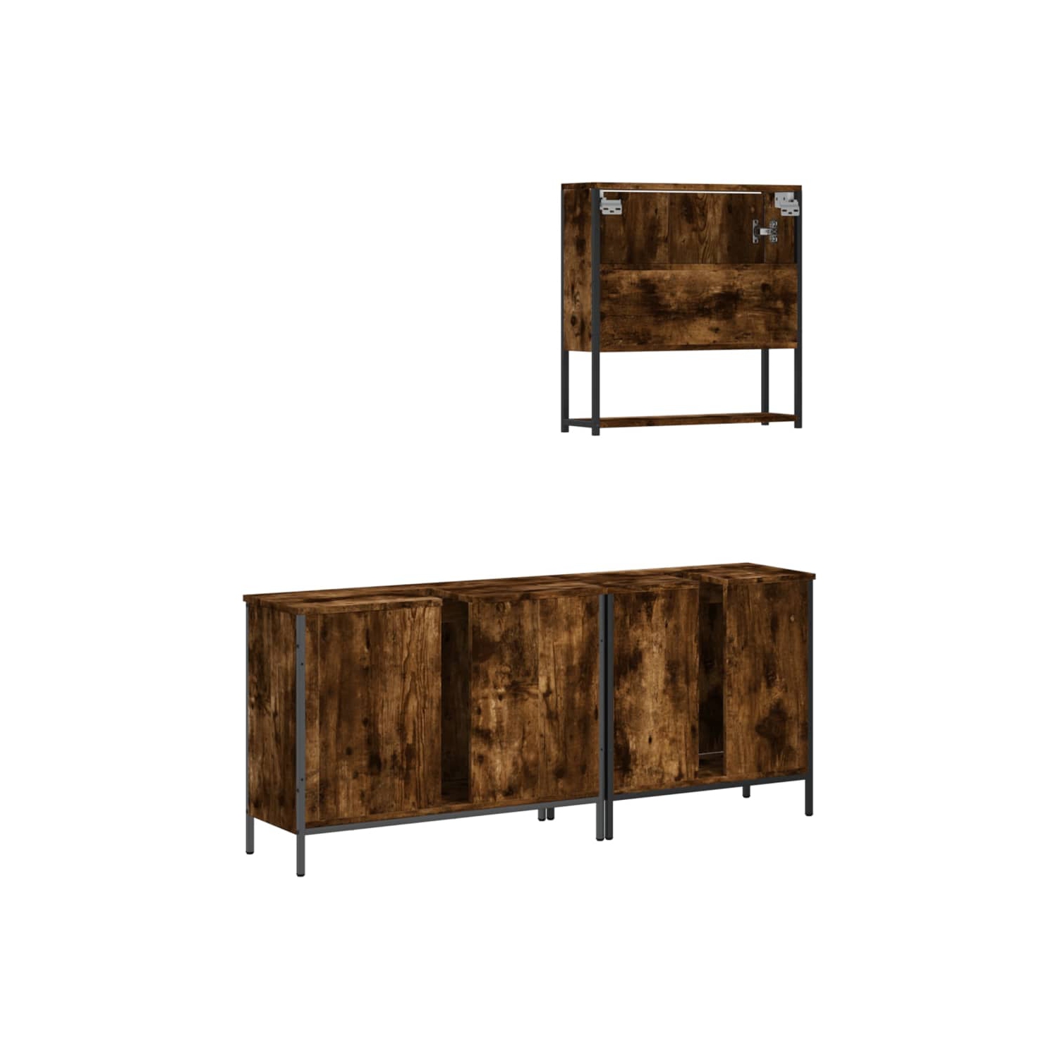 vidaXL 3 Piece Bathroom Furniture Set Smoked Oak Engineered Wood