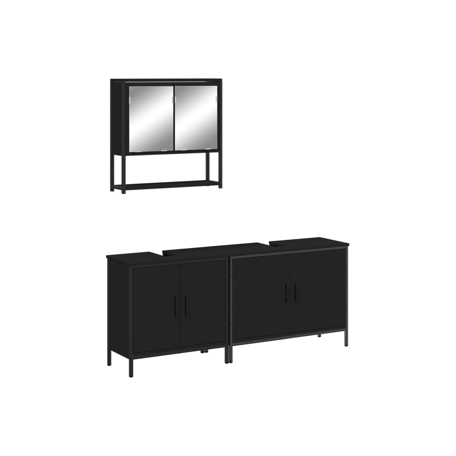 vidaXL 3 Piece Bathroom Furniture Set Black Engineered Wood