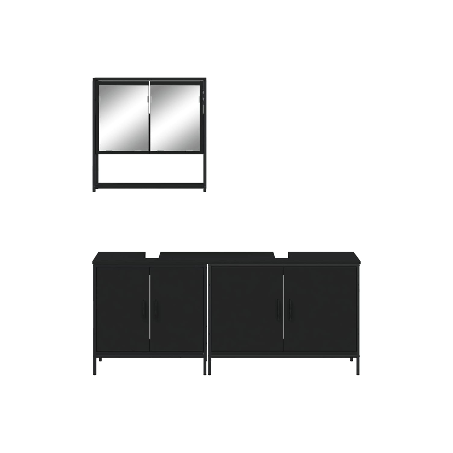 vidaXL 3 Piece Bathroom Furniture Set Black Engineered Wood