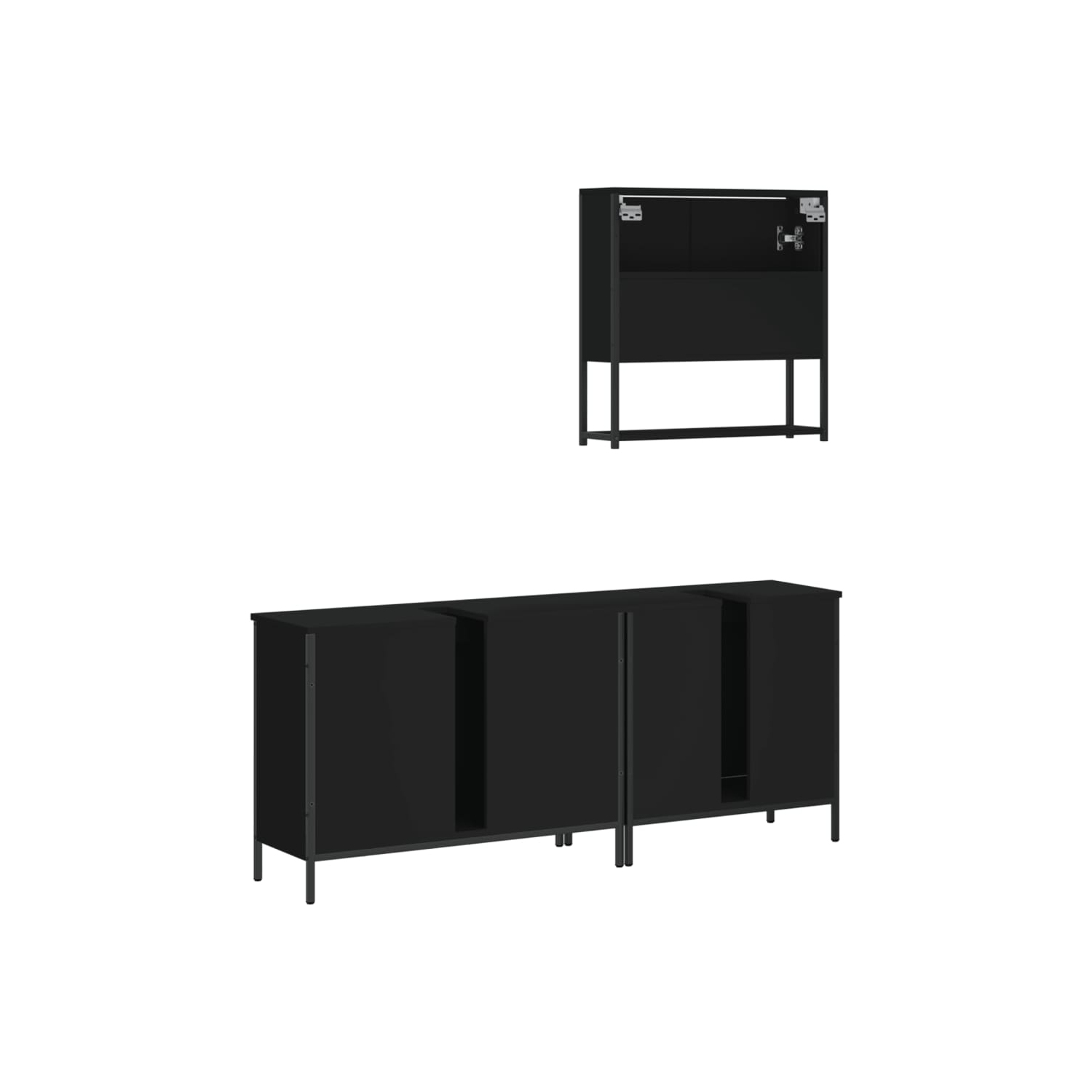 vidaXL 3 Piece Bathroom Furniture Set Black Engineered Wood