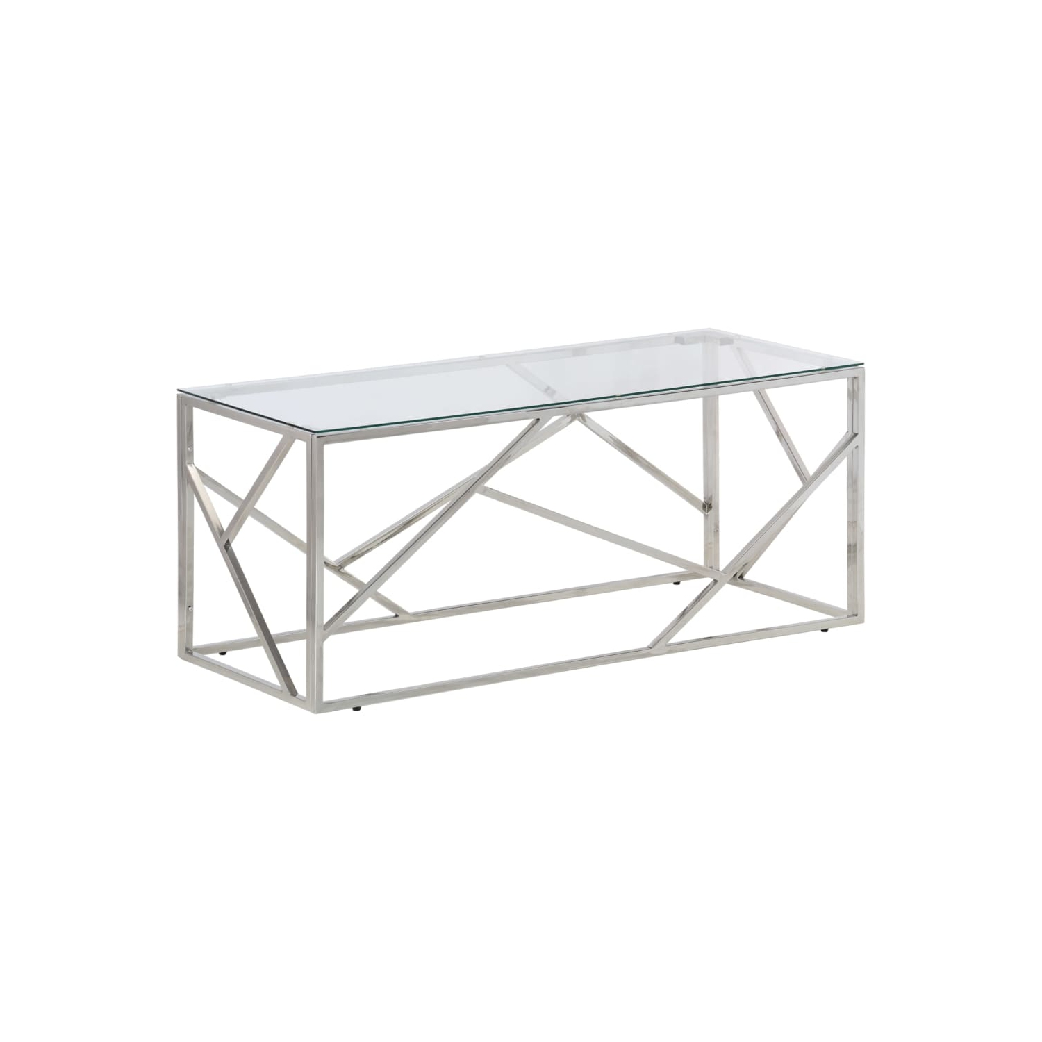 vidaXL Coffee Table Silver Stainless Steel and Tempered Glass