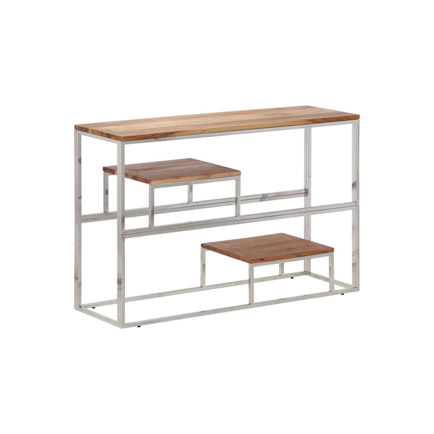 vidaXL Console Table Silver Stainless Steel and Solid Acacia Wood